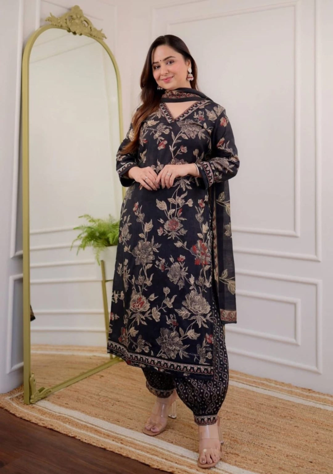 Black dupatta set , rayon dupatta set,wearline