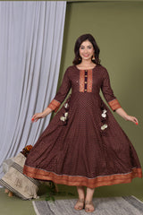 Maroon Rayon Gown With Hand Work and Mirror Work
