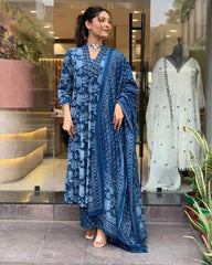 Indigo Bloom Sequence Anarkali Set
