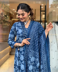 Indigo Bloom Sequence Anarkali Set