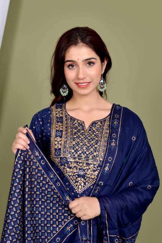 Blue dupatta set, embroidery dupatta set, wearline