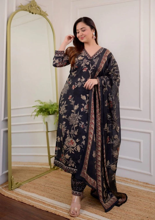 Black dupatta set , rayon dupatta set,wearline