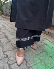 Black Embroidered South  Cotton Co-Ord Set
