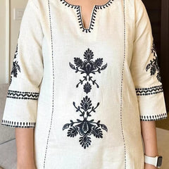 White Embroidered South  Cotton Co-Ord Set