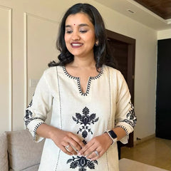 White Embroidered South  Cotton Co-Ord Set
