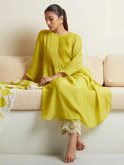 Women's Cotton Embroidered Straight Kurta with Pants and Duptta Set