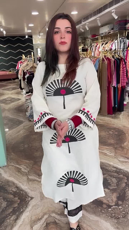 Women's  Stylish and Cotton Flex Black Printed Kurta Set
