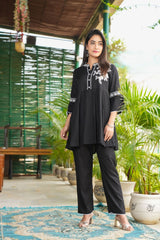 Black co-ord set, Embroidery co-ord set, wearline