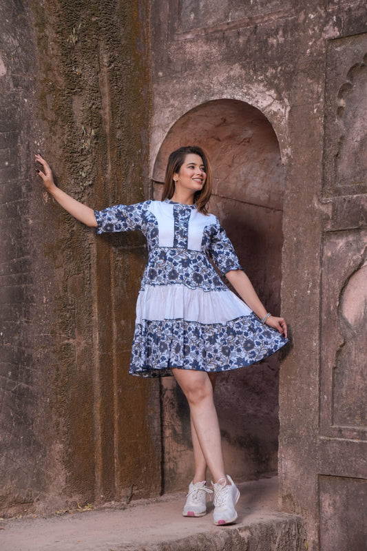 cotton midi dress, floral midi dress , wearline