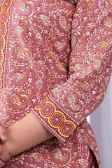 Women Peach Cotton Straight Kurta