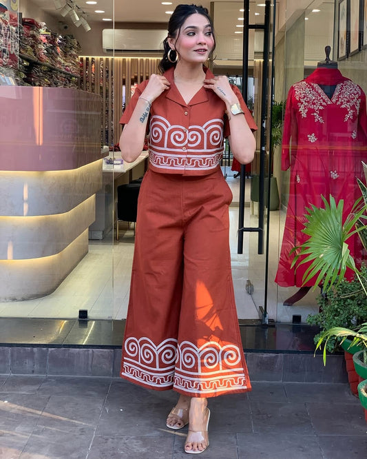 Classic Embroidery Rust Co-Ord Set