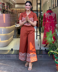 Classic Embroidery Rust Co-Ord Set