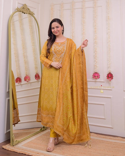 Marigold Majesty Kurta Pant and Dupatta Set