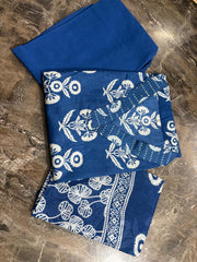 Soft Grace Blue Cotton Kurta Pant and Dupatta Set
