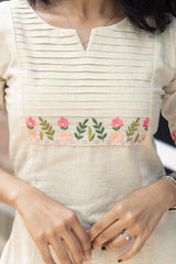 Ivory Blossom Embroidered White Kurta Set