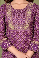 Handblock Printed Cotton Suit Set with Gota Detailing