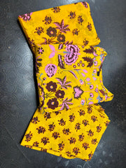 Yellow Floral Kurta Pant and Dupatta Set