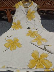 Yellow Floral Sleeveless Kurta Set