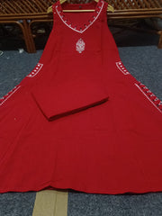 Red Cotton Kurta Set