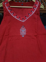 Red Cotton Kurta Set