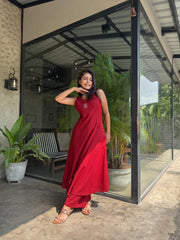 Red Cotton Kurta Set