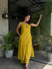 Yellow Cotton Kurta Set