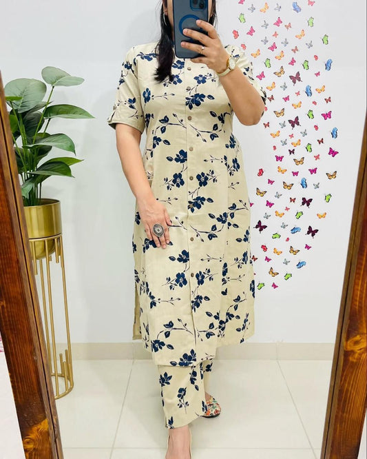 White Dabu Cotton Hand Printed Co-ord Set