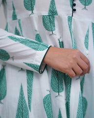 Ethnic Green Cotton  Kurta Set With Dupatta