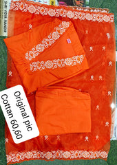 Embroidery orange  Kurta Pant and Dupatta Set