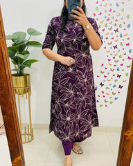 Women Cotton Sleeves Mandarin Collar Button Down Floral Printed Aline Co-ord Set
