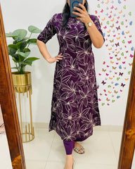 Women Cotton Sleeves Mandarin Collar Button Down Floral Printed Aline Co-ord Set