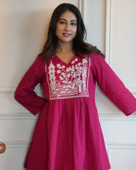 Women's Cotton Embroidered Co-ard set Pink Set Stylish Ethnic Wear For Girl & Women