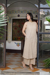 Aline Slit Gray Cotton Slub Kurta Set