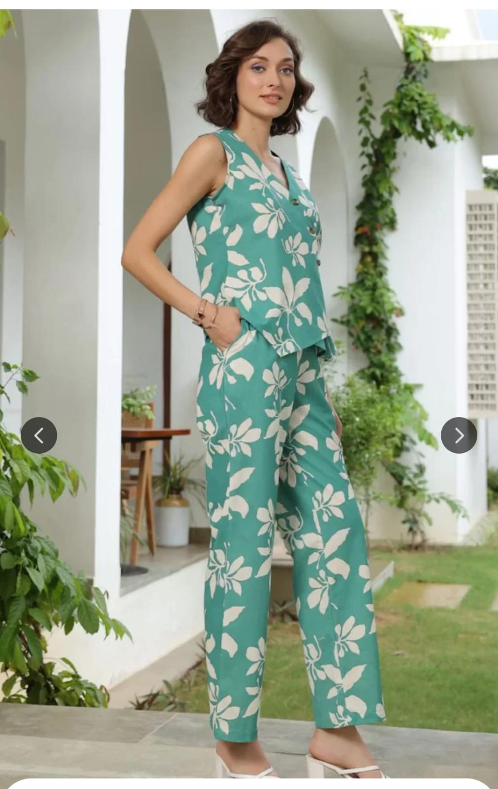 Beautiful Print Detailing Women Cotton Co-ord Set