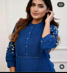 Premium Pure Rayon Navy Blue Kurta Set