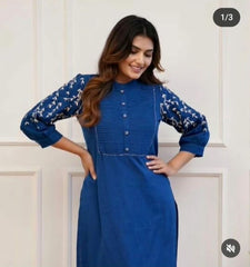 Premium Pure Rayon Navy Blue Kurta Set