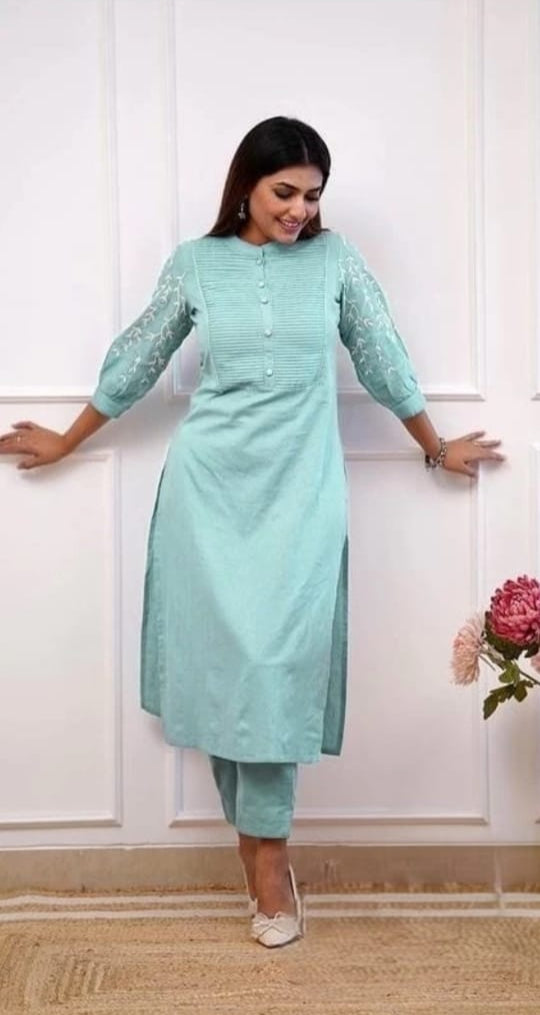 sky blue kurta pant set, wearline