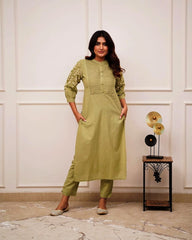Premium Pure Rayon Light Green Kurta Set