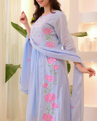 Beautiful Embroidery Work Lilac Suit Set