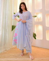 Beautiful Embroidery Work Lilac Suit Set