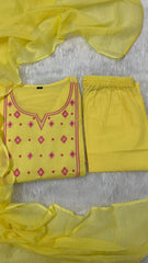 Beautiful Embroidery Work Lime Suit Set