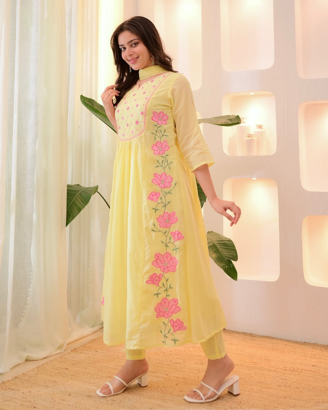 Beautiful Embroidery Work Lime Suit Set