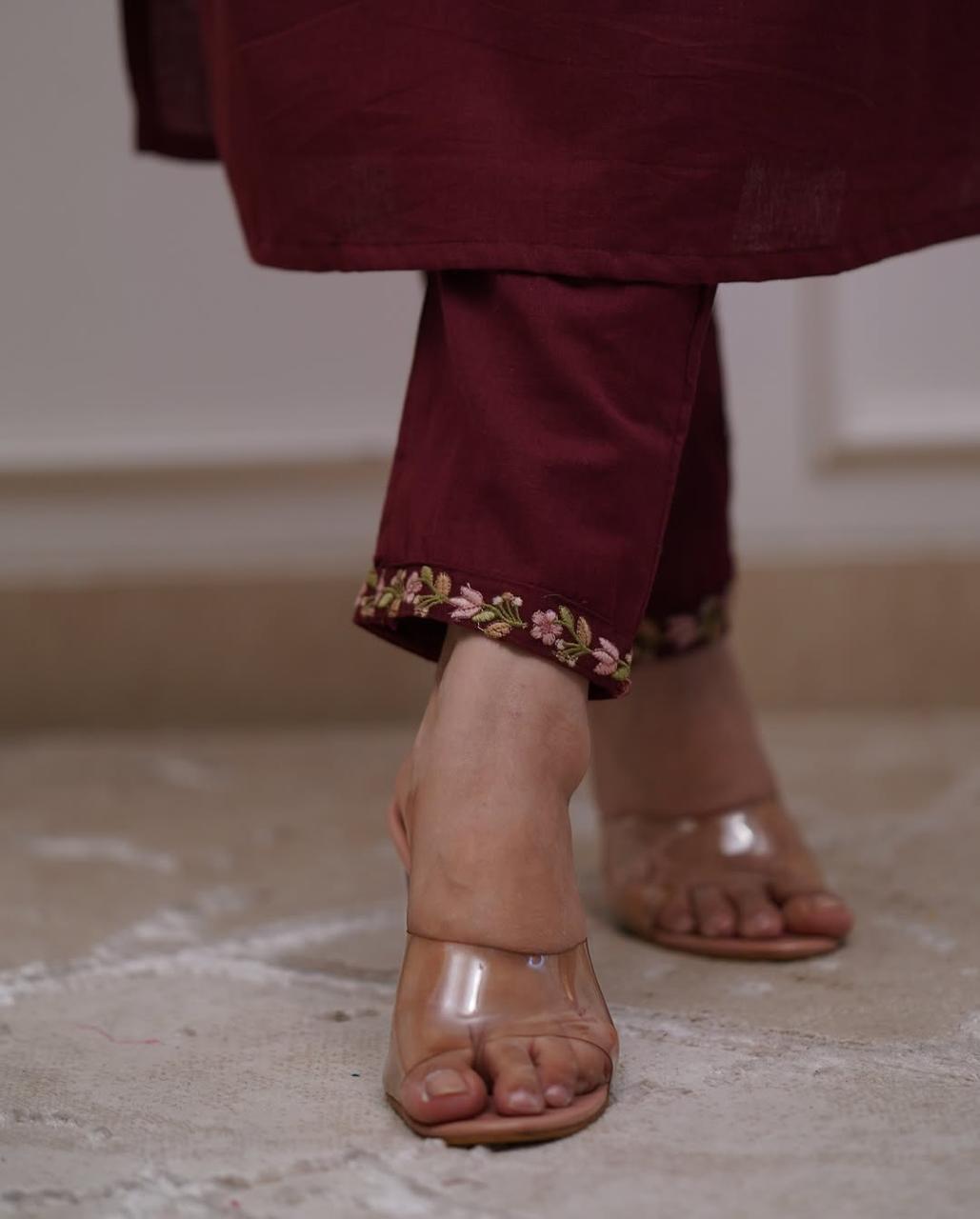 Wine Color | Cotton | Wearline Dupatta set