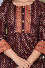 Maroon Rayon Gown With Hand Work and Mirror Work